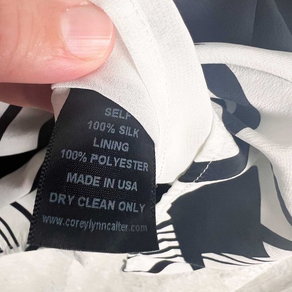 Corey Lynn Calter silk black & white geometric shift dress - Picture 6 of 7